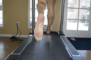 barefoot on a treadmill